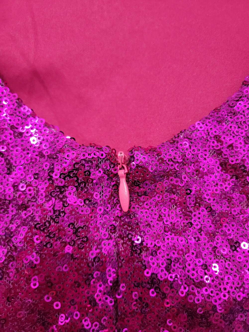Lulus Delightful Ways Magenta Sequin Mini Dress Wide Neckline Low Back Party M - Picture 9 of 12